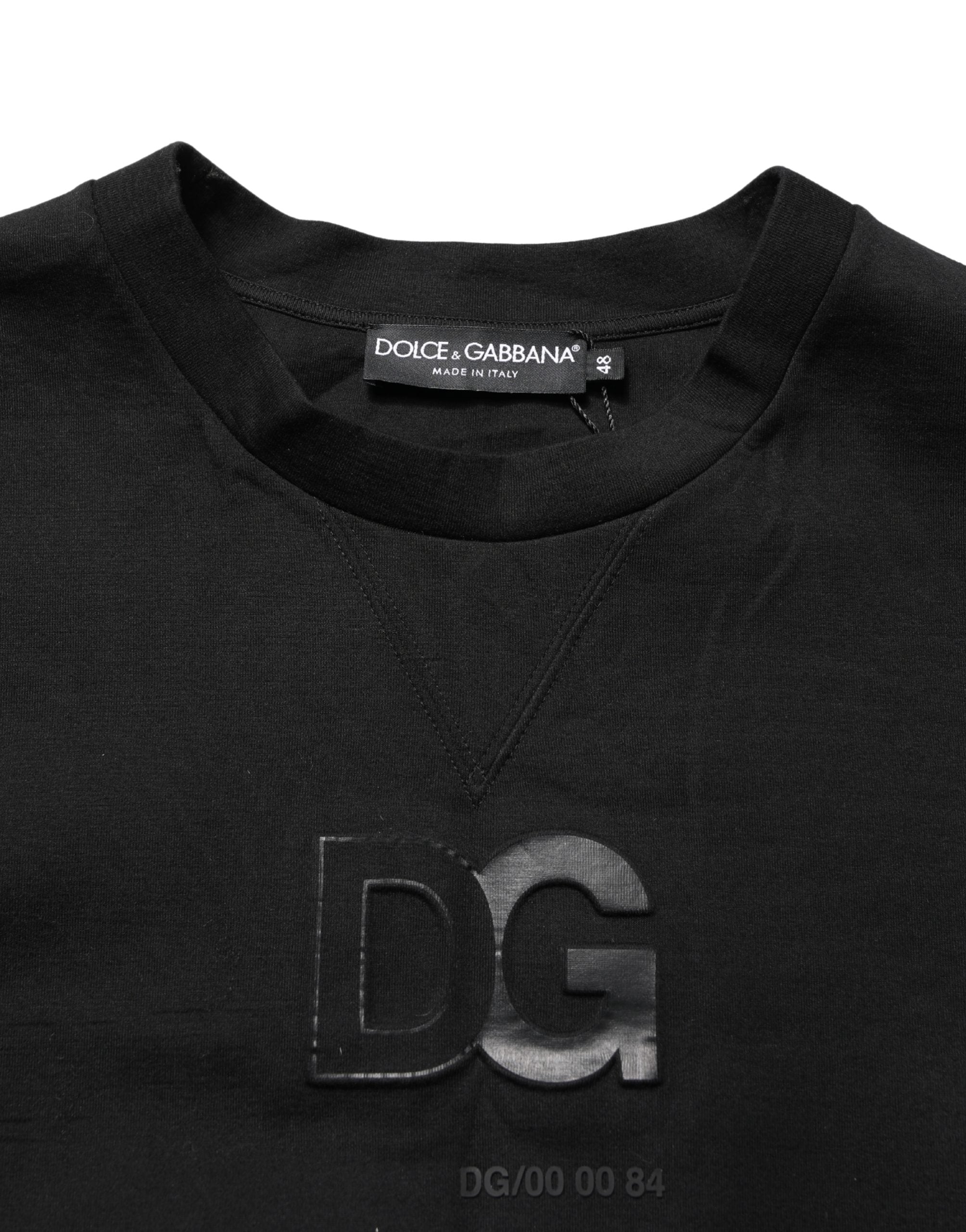 Black Cotton DG Men CrewNeck Pullover Sweater