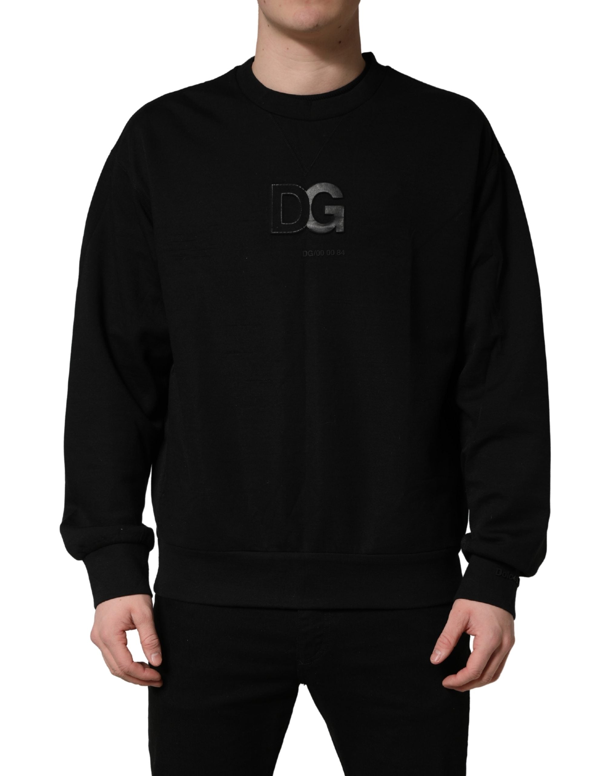 Black Cotton DG Men CrewNeck Pullover Sweater