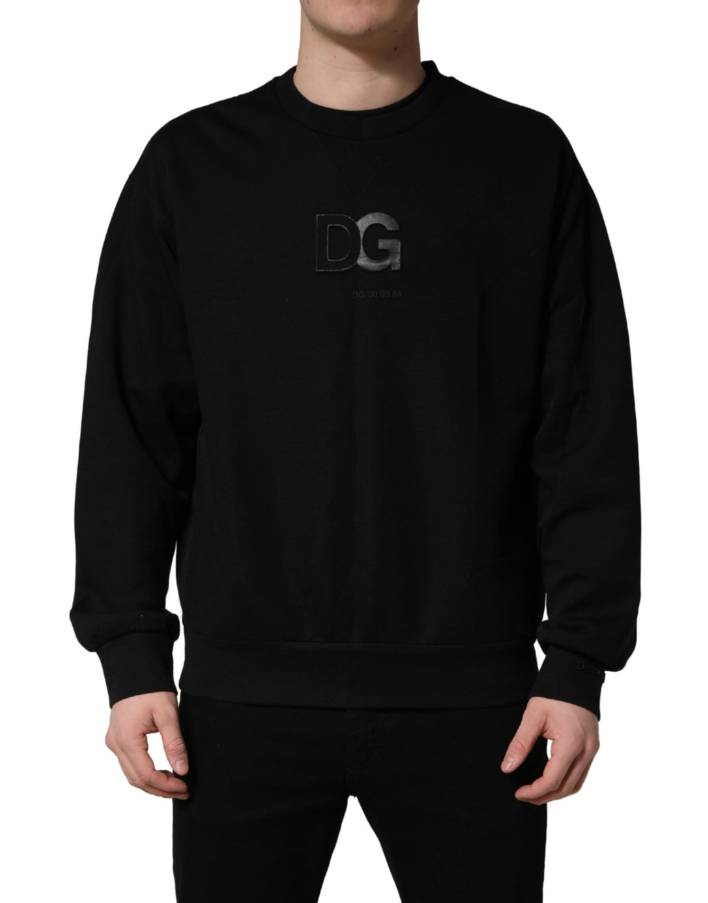 Black Cotton DG Men CrewNeck Pullover Sweater