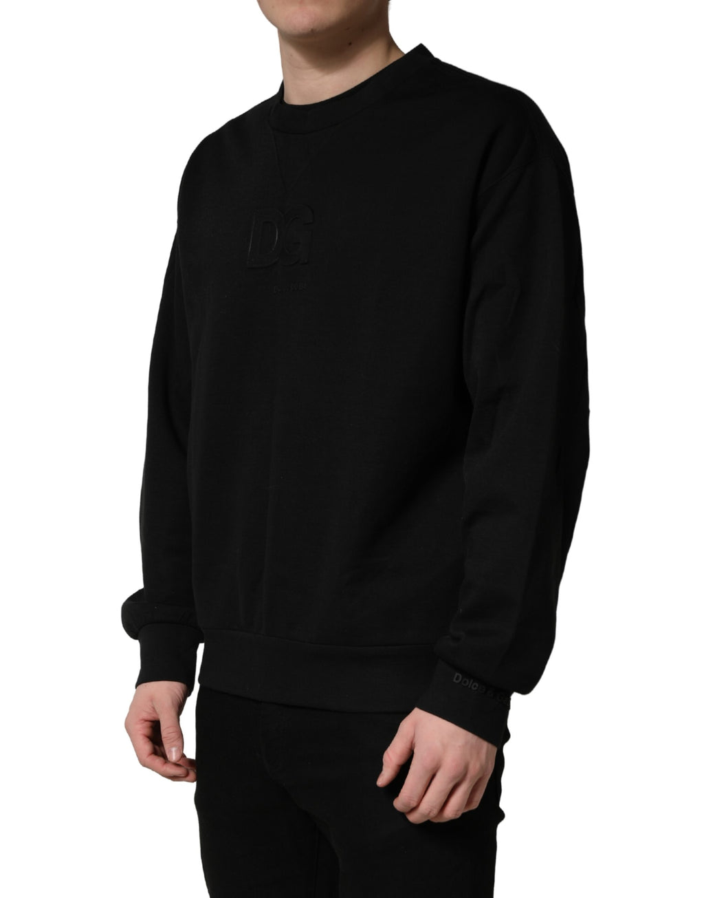 Black Cotton DG Men CrewNeck Pullover Sweater