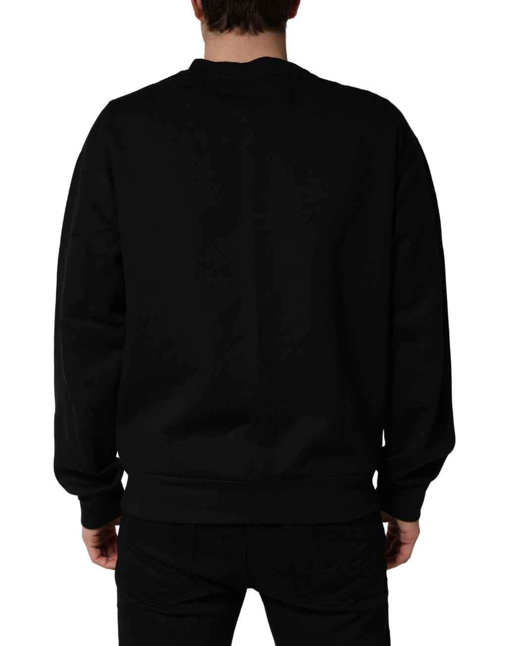 Black Cotton DG Men CrewNeck Pullover Sweater