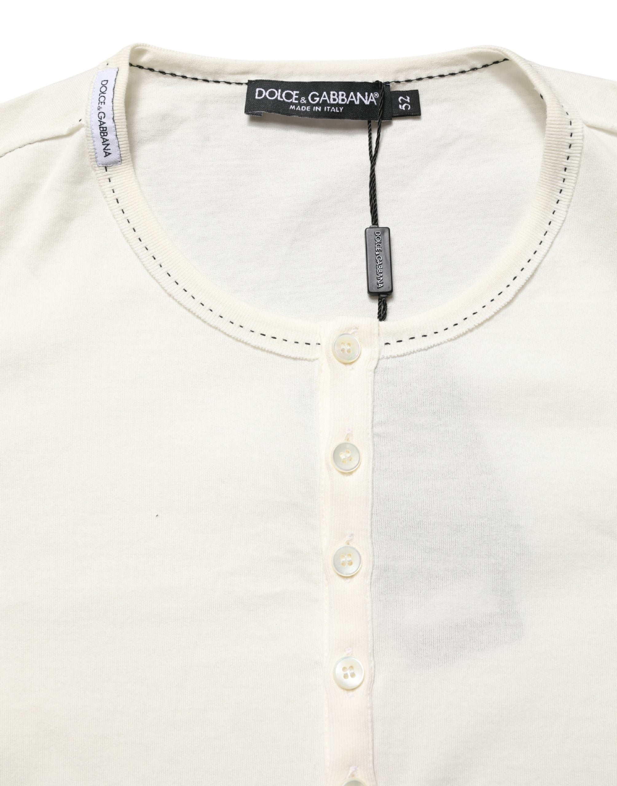 White Long Sleeves Henley Pullover Sweater