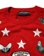 Multicolor Wool Butterfly Star Men Crew Neck Sweater