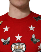 Multicolor Wool Butterfly Star Men Crew Neck Sweater