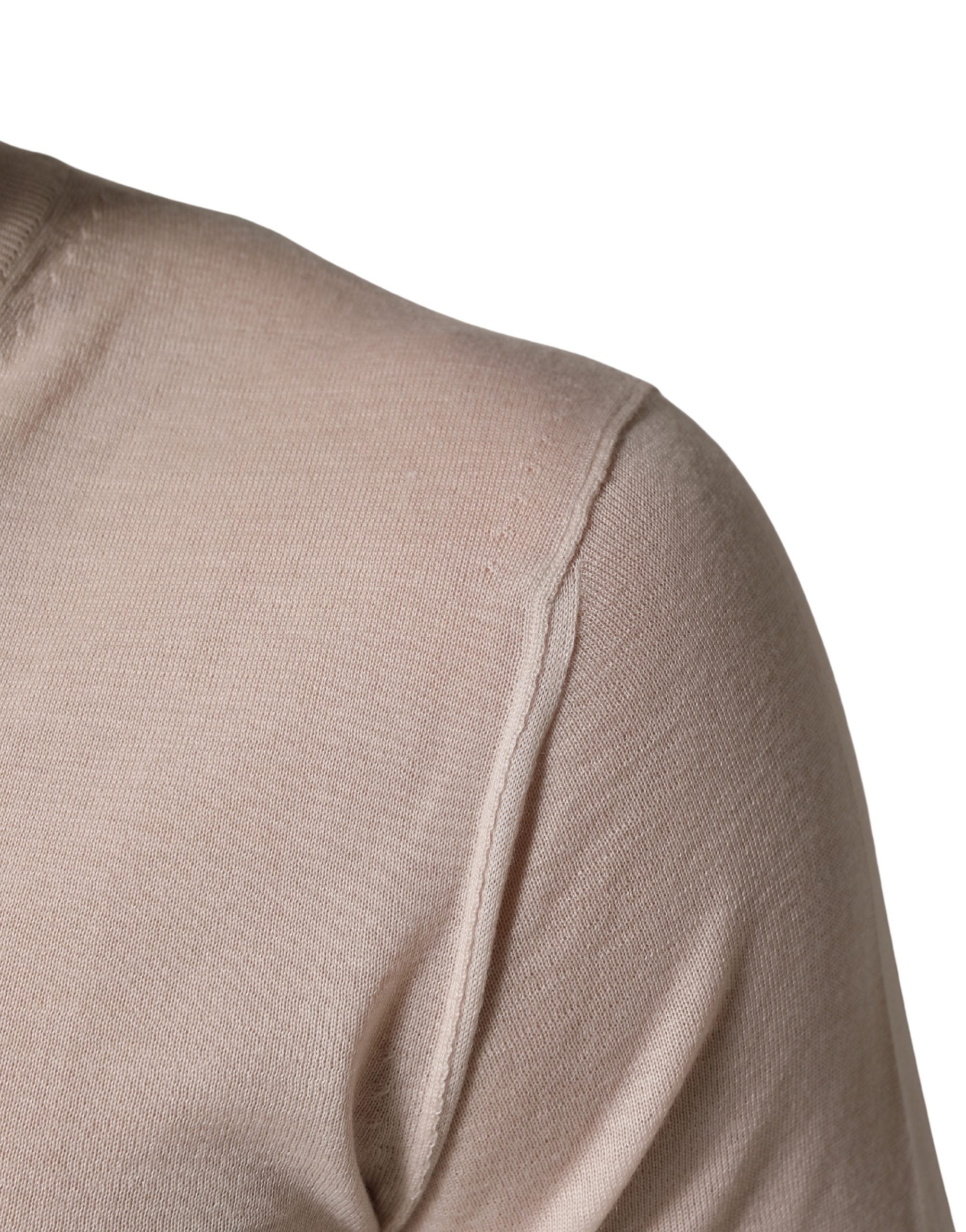 Beige Cashmere V-neck Men Pullover Sweater