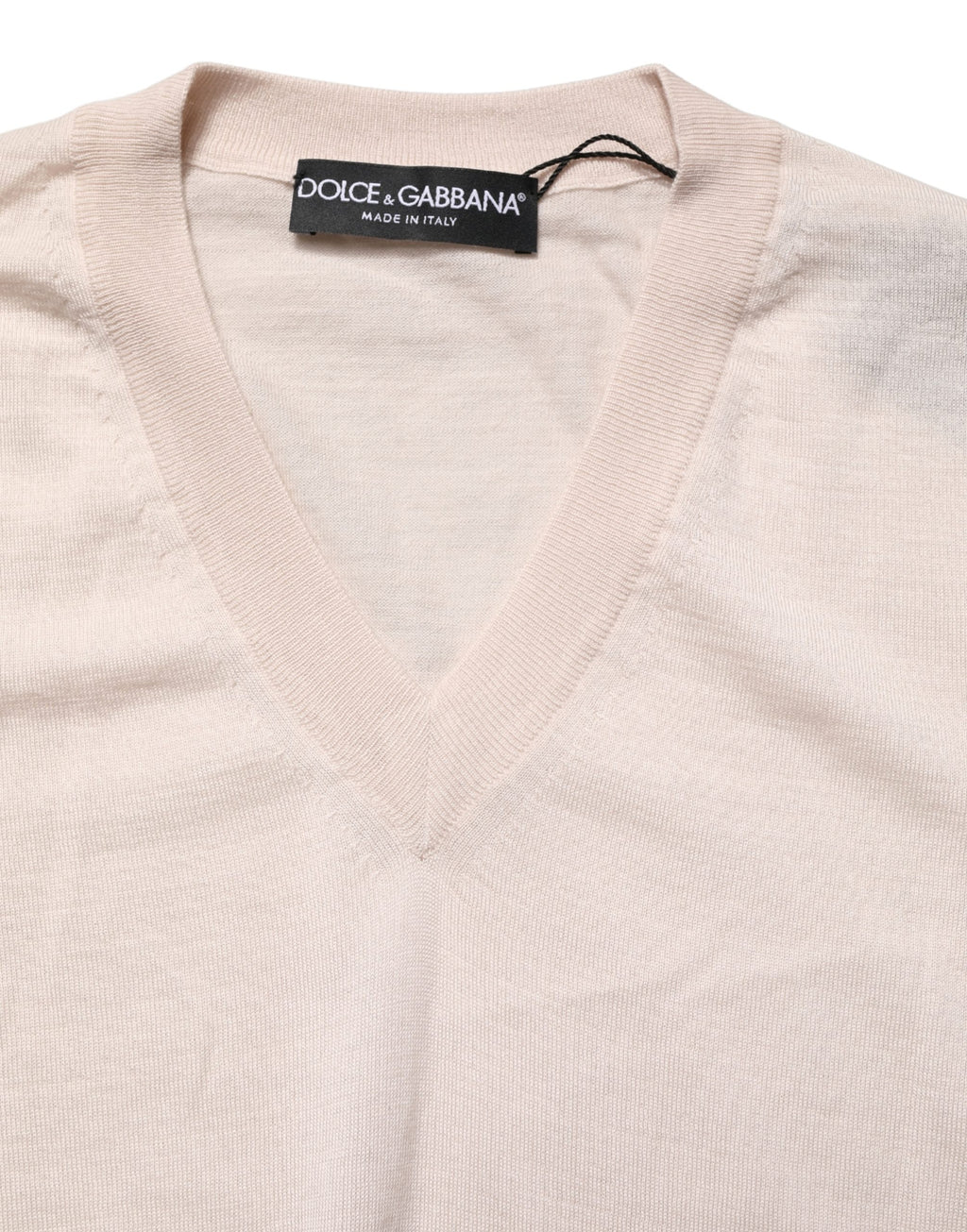 Beige Cashmere V-neck Men Pullover Sweater