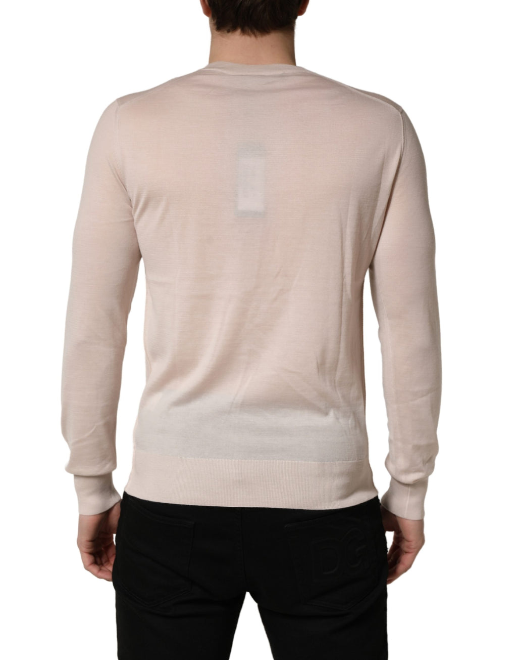 Beige Cashmere V-neck Men Pullover Sweater