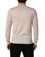 Beige Cashmere V-neck Men Pullover Sweater