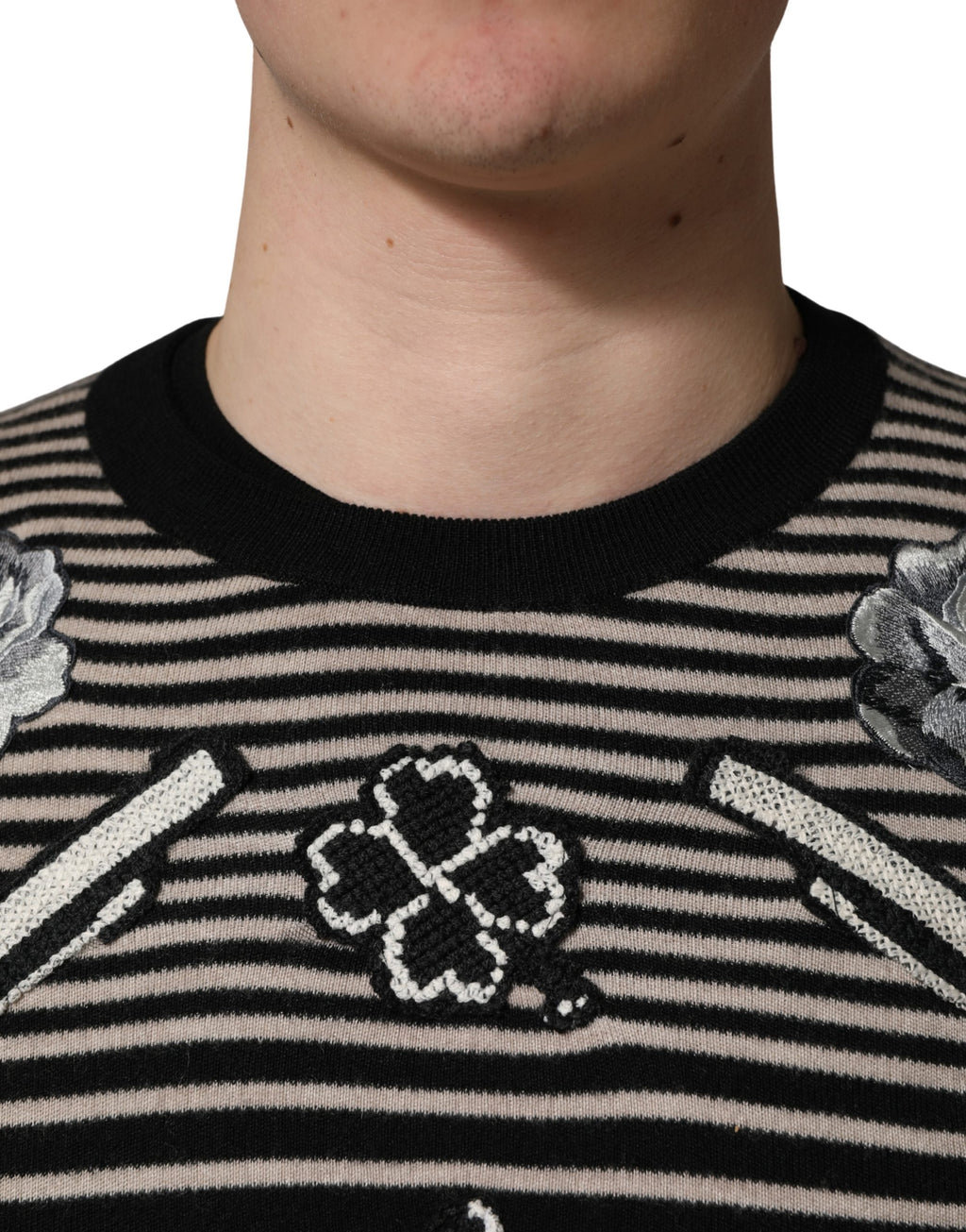 Multicolor Cashmere Striped CrewNeck Sweater