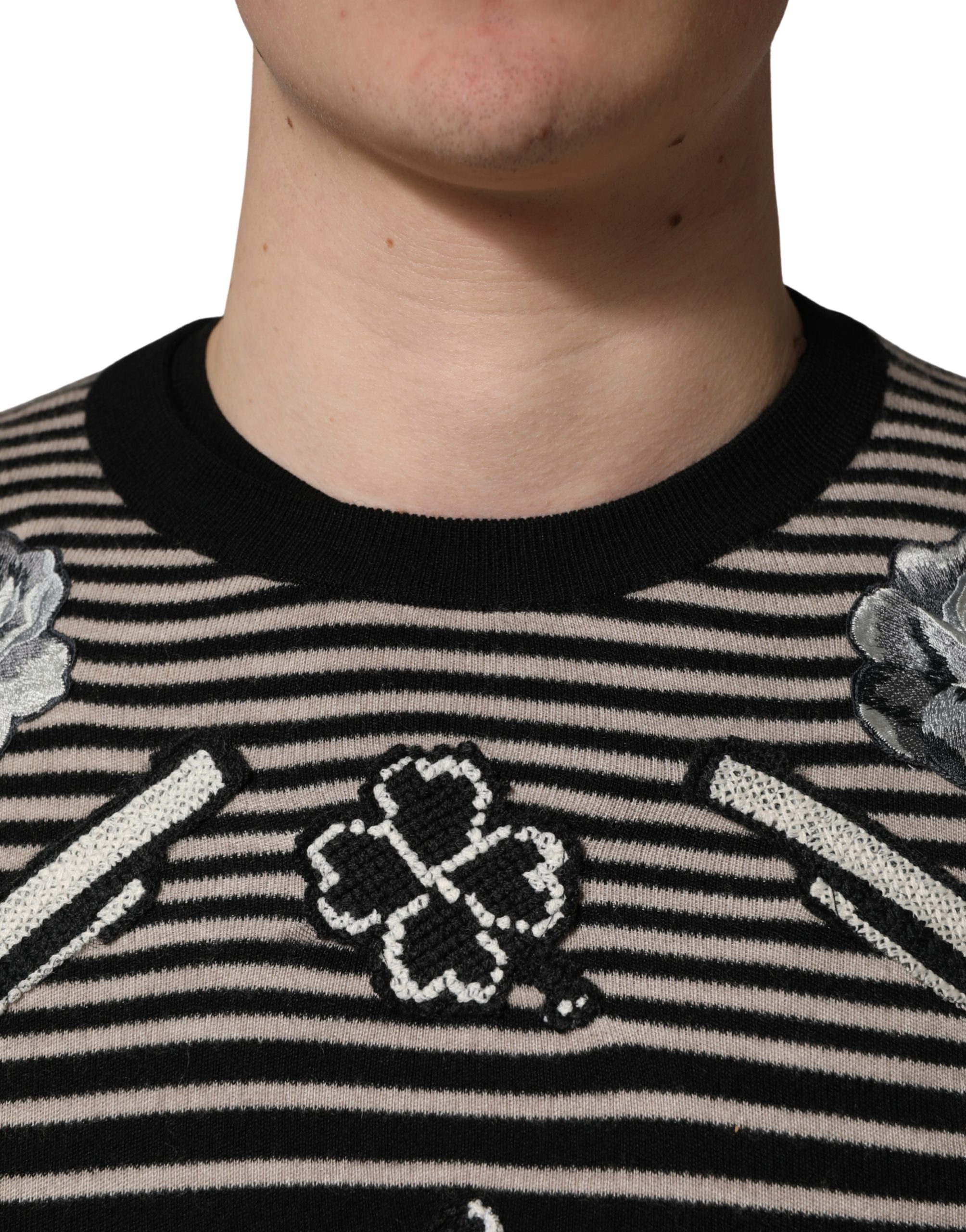 Multicolor Cashmere Striped CrewNeck Sweater