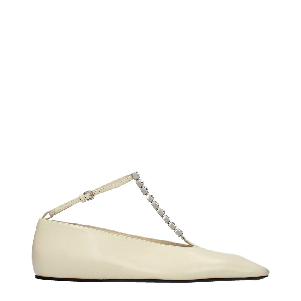 Beige Leather Ballet Flats