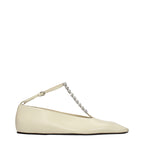 Beige Leather Ballet Flats