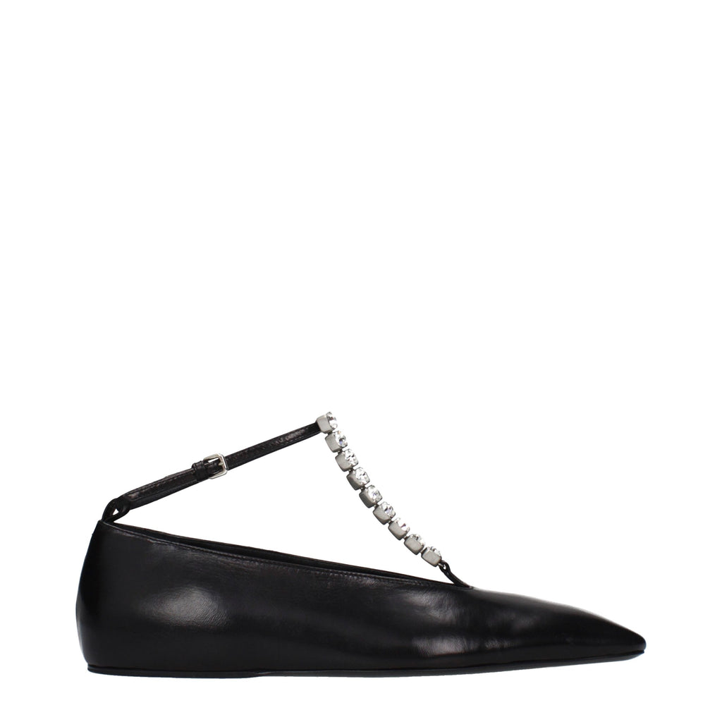 Black Leather Ballet Flats
