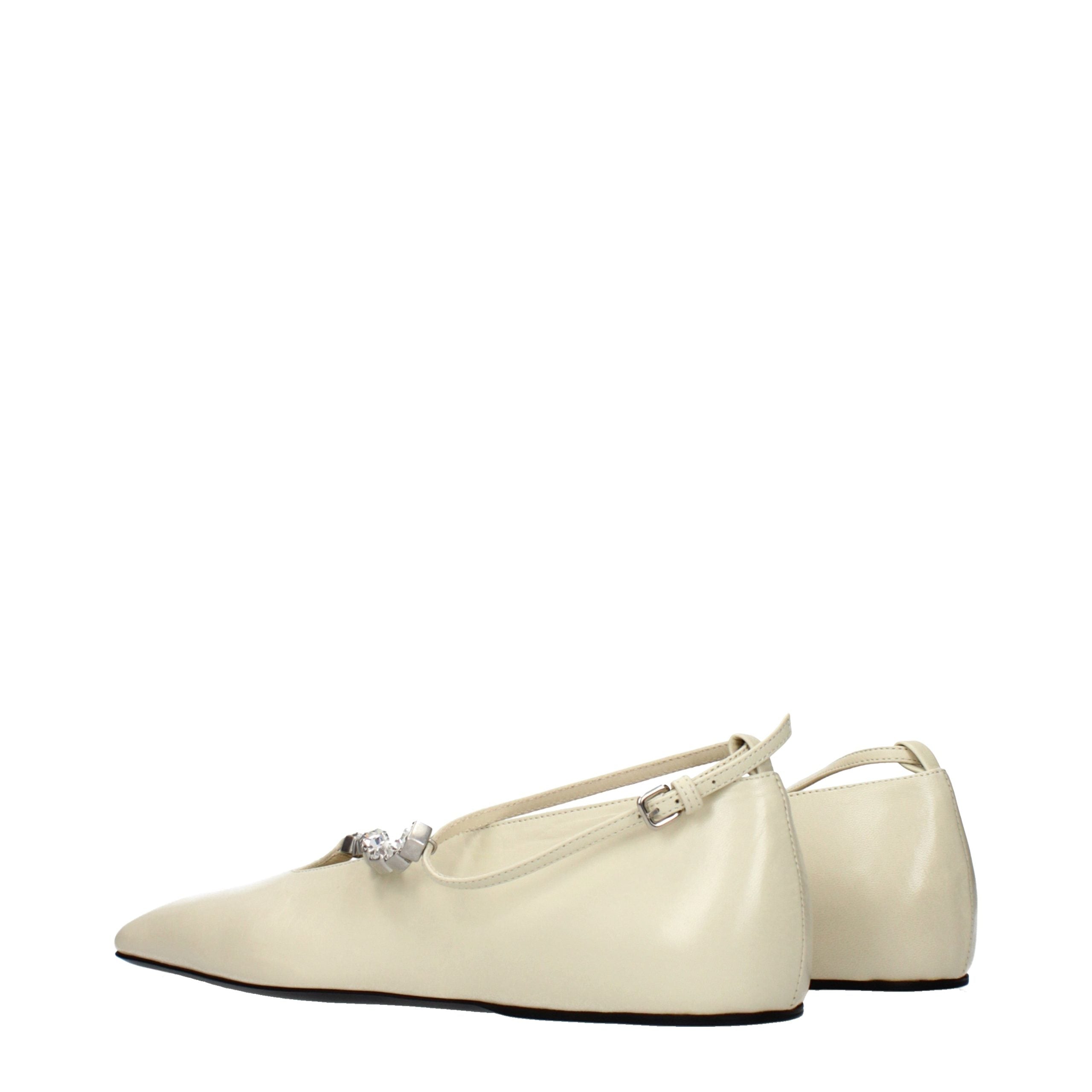 Beige Leather Ballet Flats