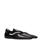 Black Leather Ballet Flats