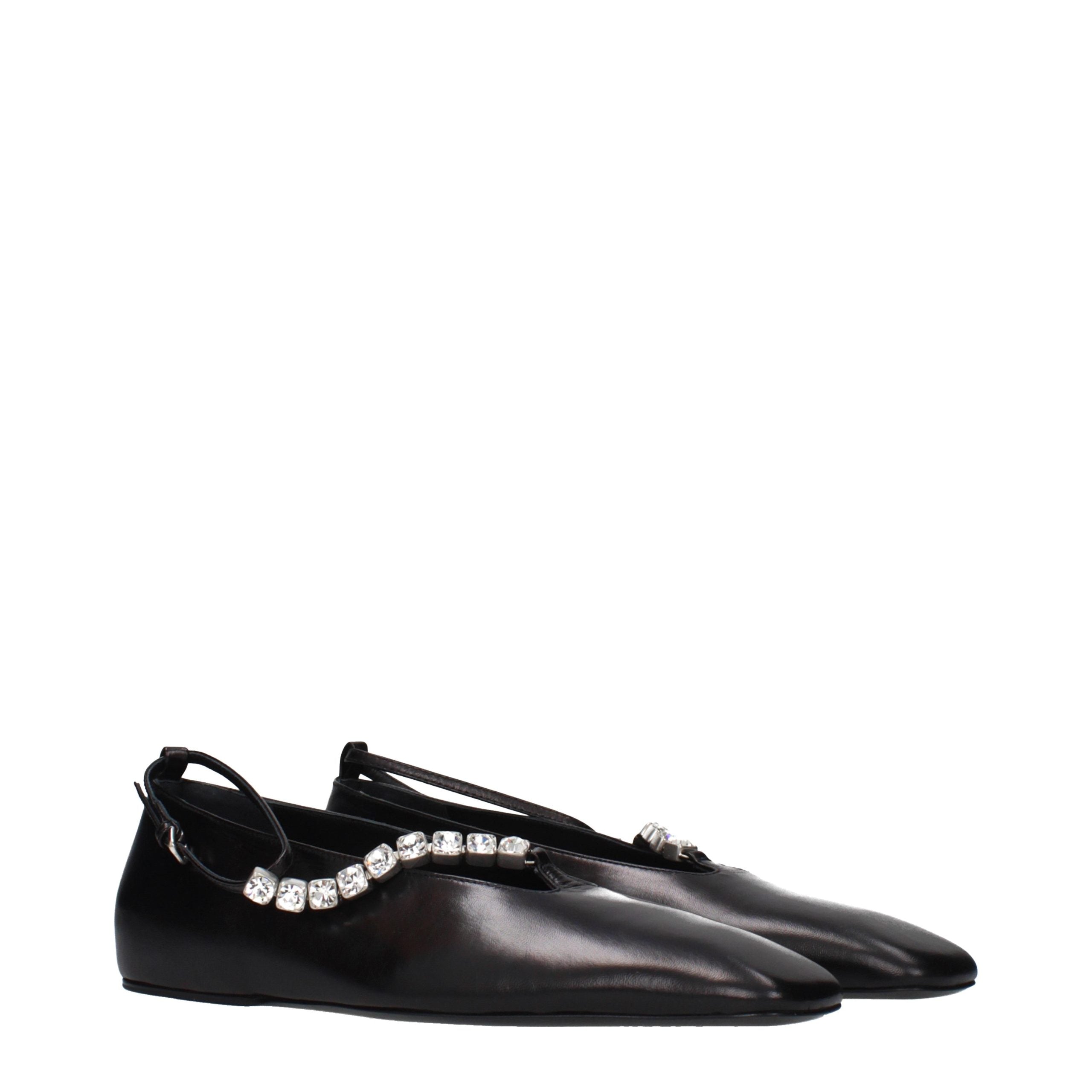 Black Leather Ballet Flats
