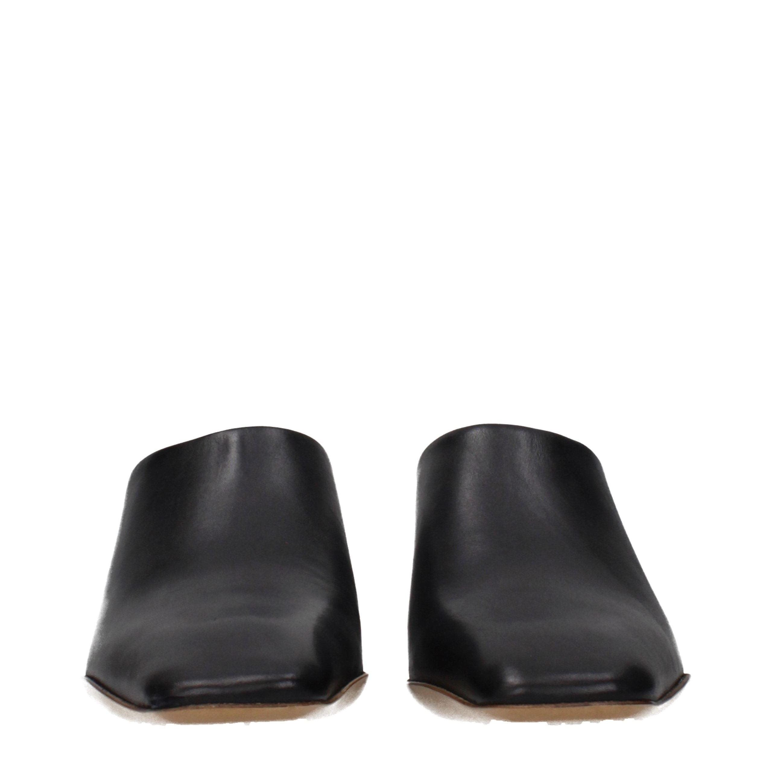 Black Leather Slippers