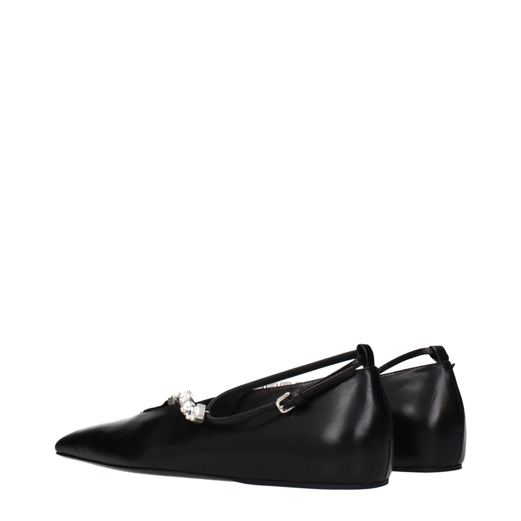 Black Leather Ballet Flats