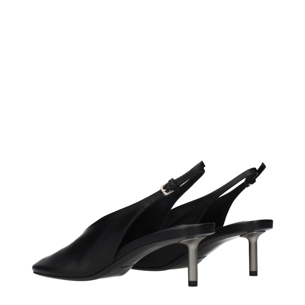 Black Leather High Heel Pumps