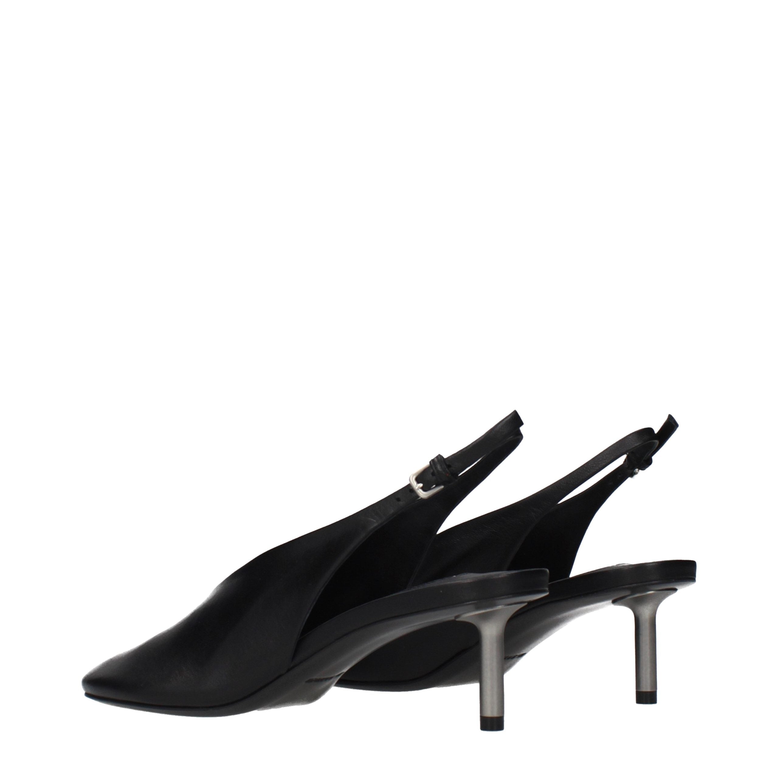 Black Leather High Heel Pumps