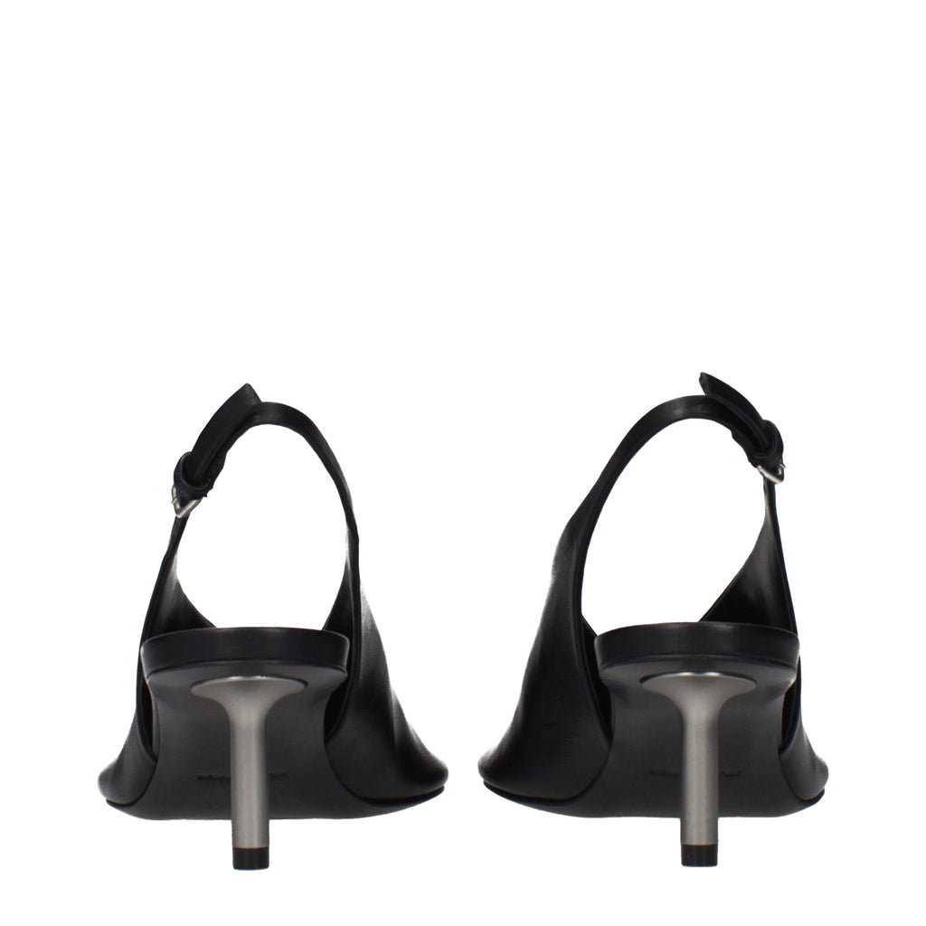 Black Leather High Heel Pumps