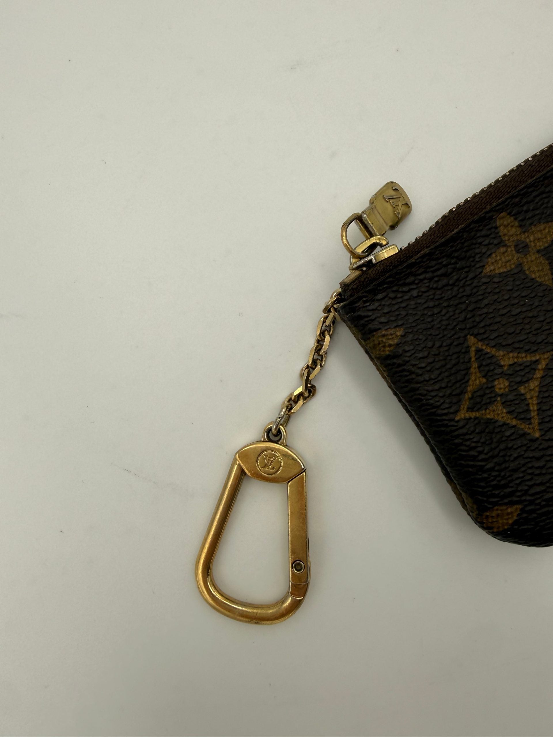 LOUIS VUITTON Monogram Coin Purse Card Holder with Chain