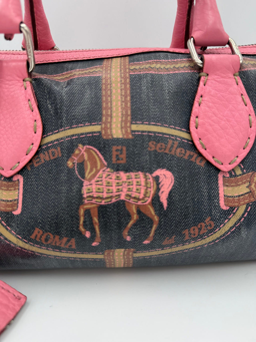 FENDI Bauletto Canvas Selleria Handbag