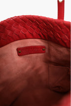 Red Intrecciato Leather Tote Bag