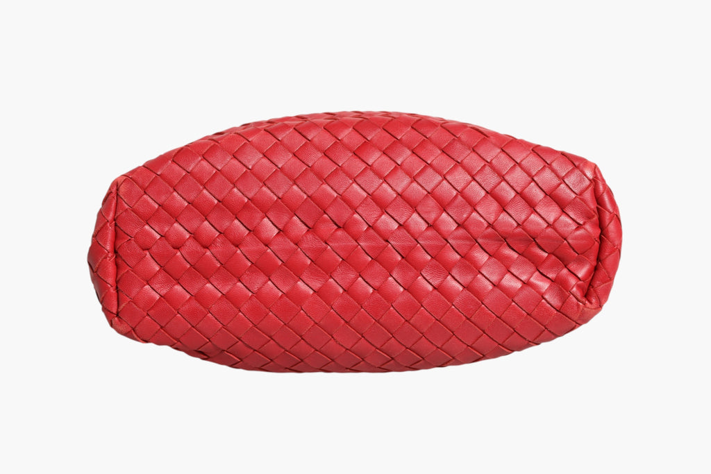 Red Intrecciato Leather Tote Bag