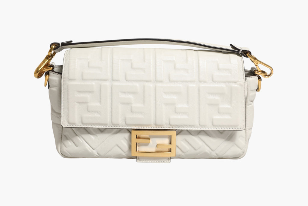 FF Embossed Baguette Nappa Leather Bag