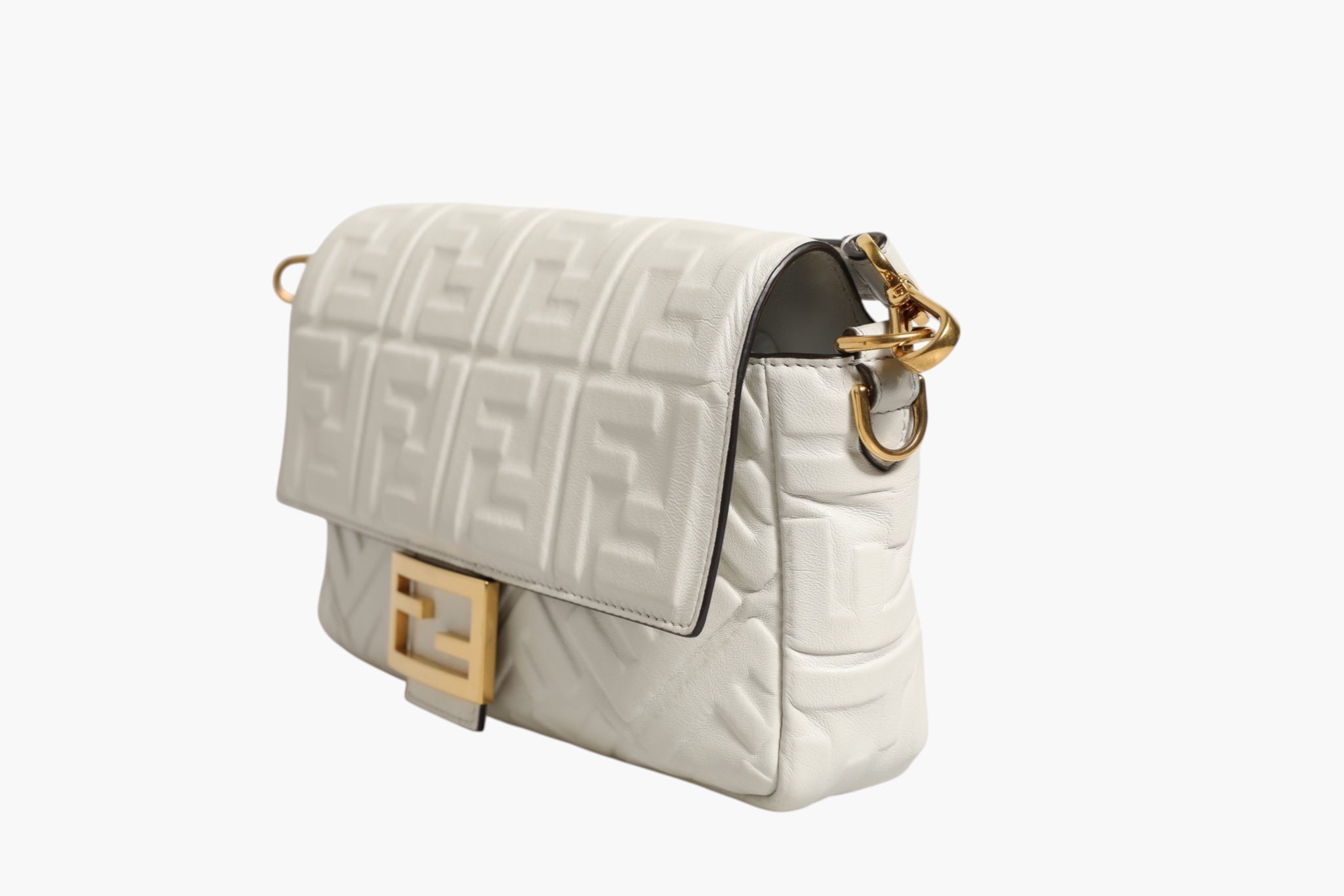 FF Embossed Baguette Nappa Leather Bag