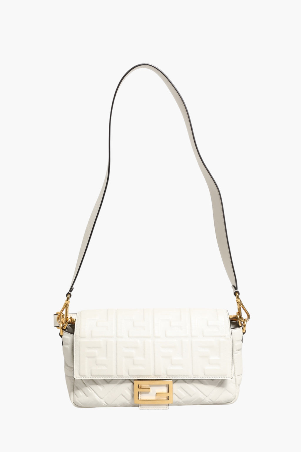 FF Embossed Baguette Nappa Leather Bag