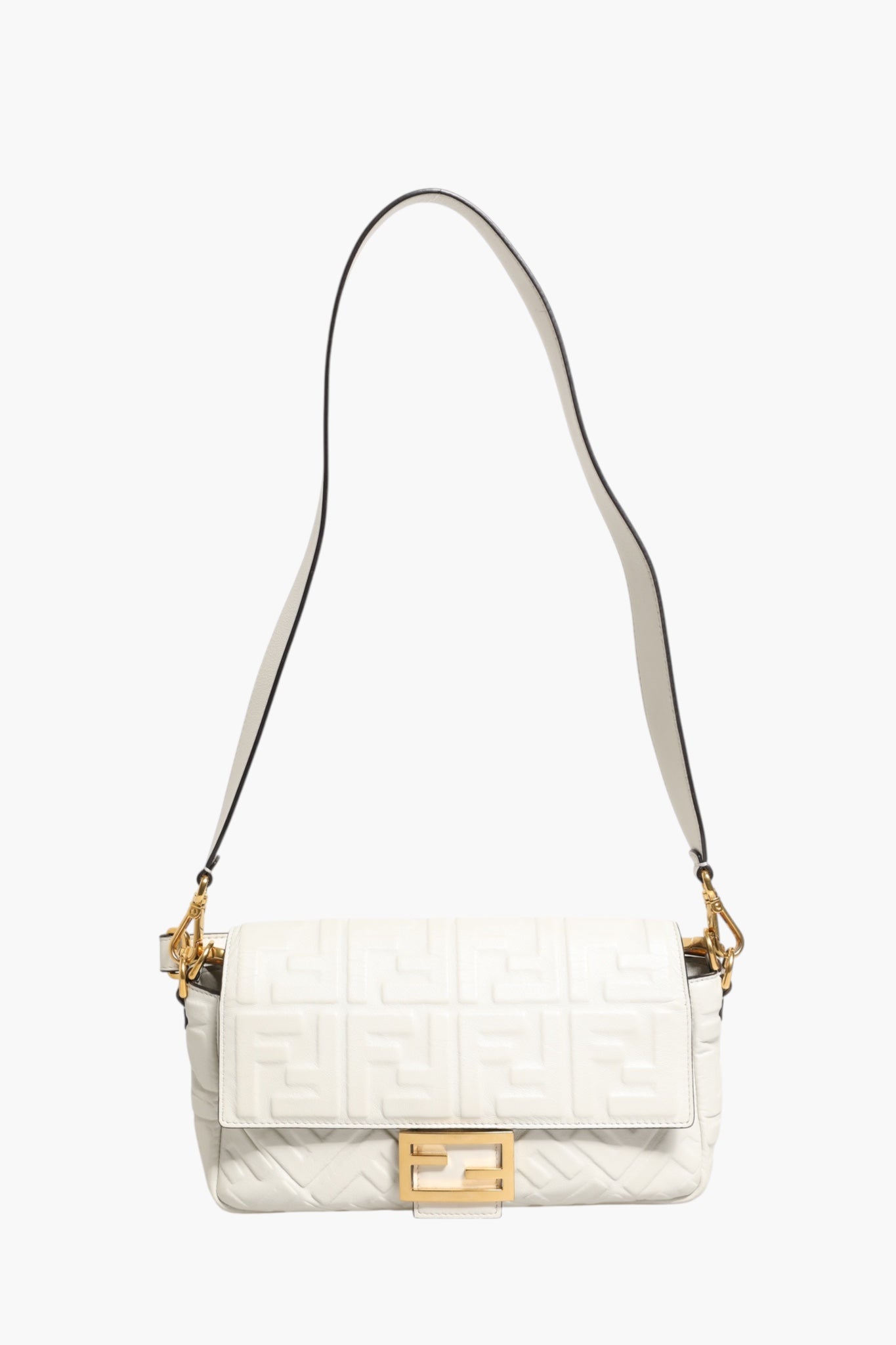 FF Embossed Baguette Nappa Leather Bag