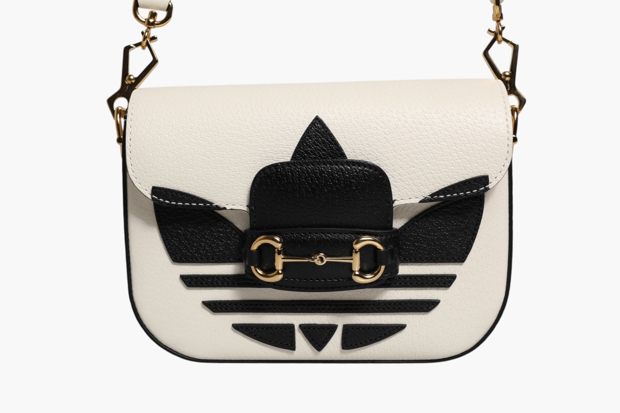 Gucci x Adidas Horsebit 1955 White Black Calfskin Leather Shoulder Bag