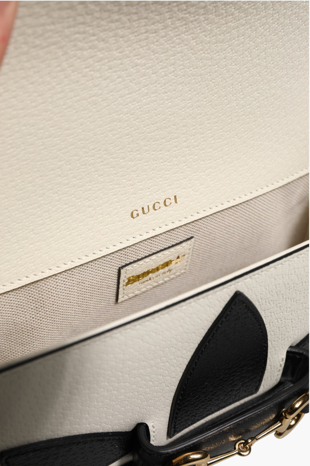 Gucci x Adidas Horsebit 1955 White Black Calfskin Leather Shoulder Bag