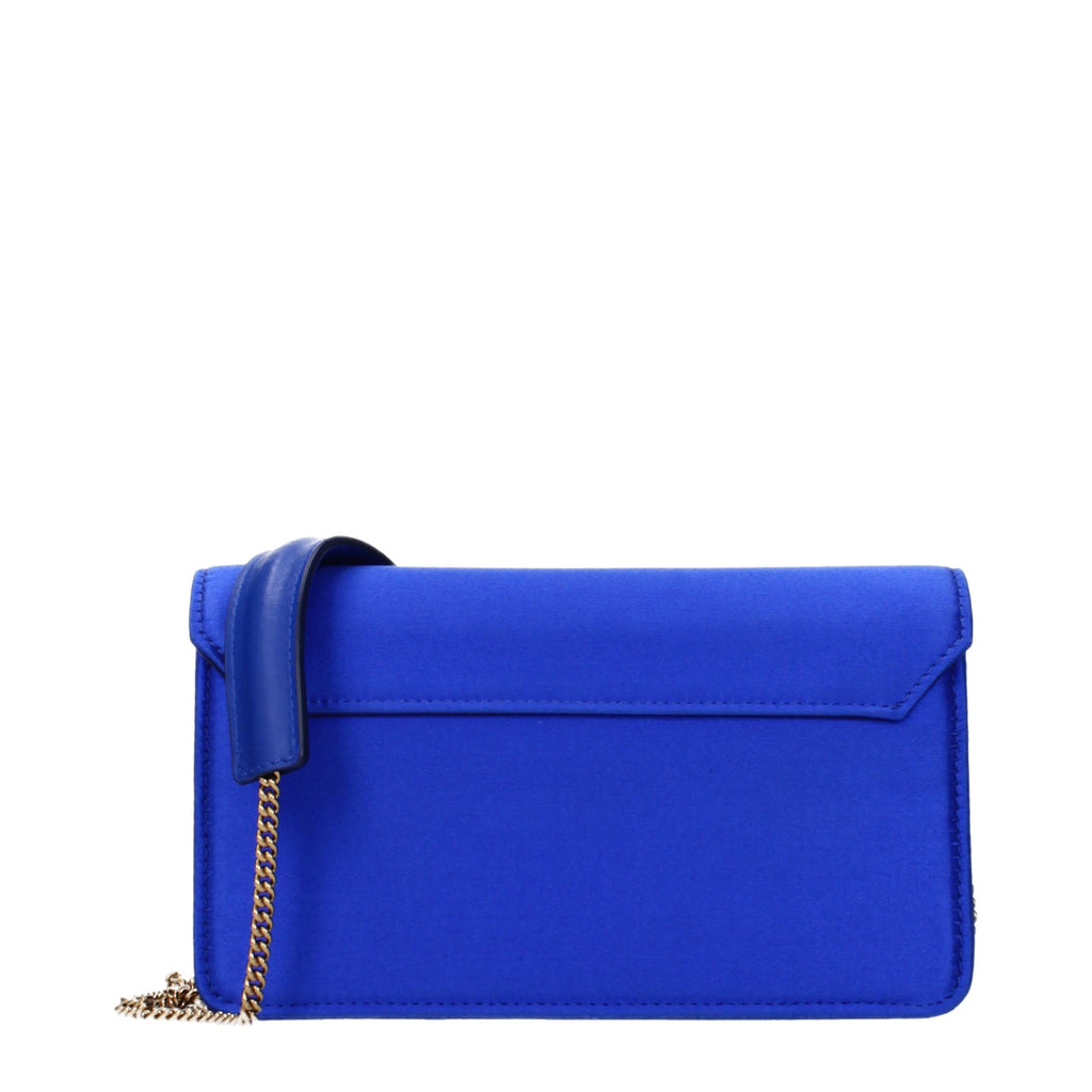 Blue Satin Clutch Bag