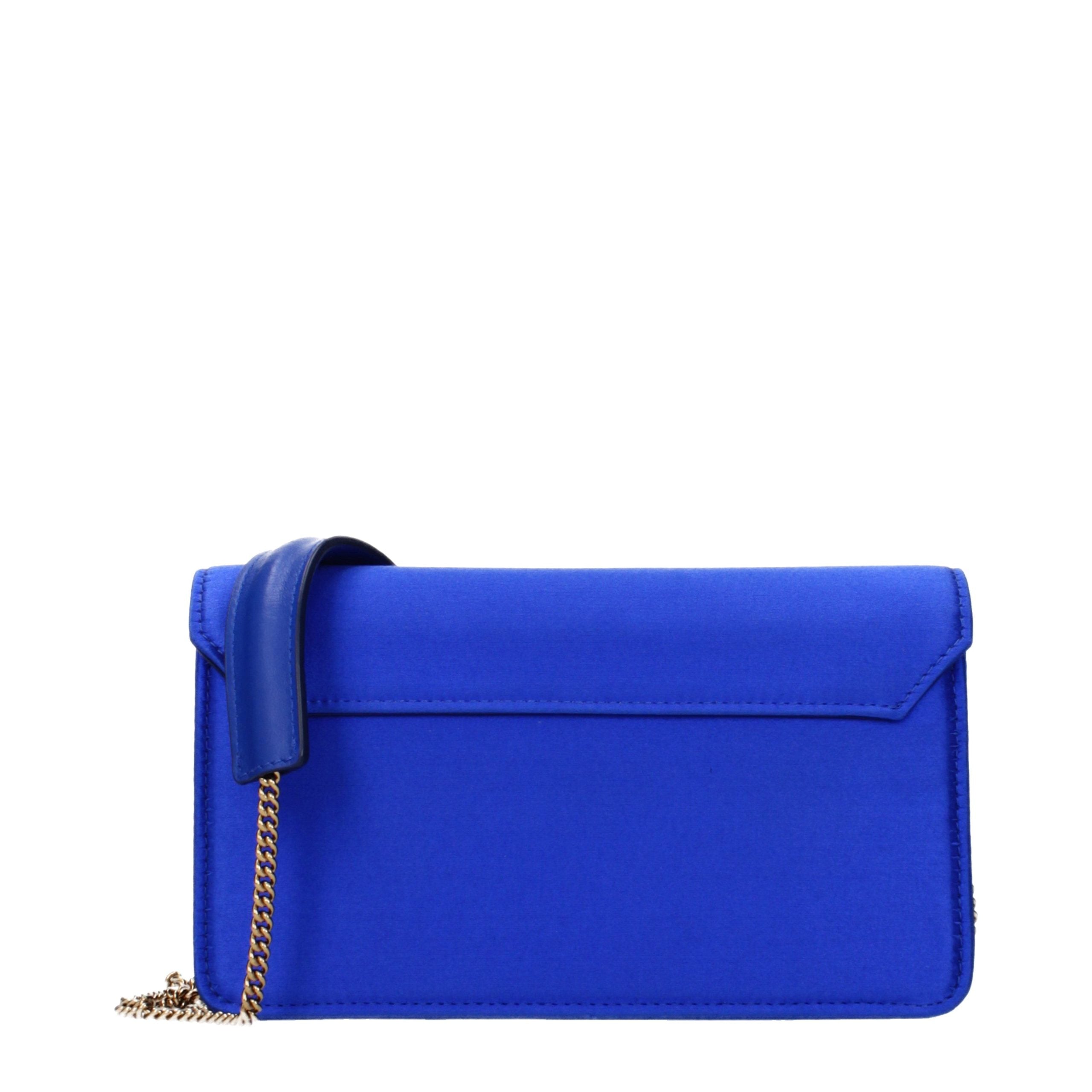 Blue Satin Clutch Bag