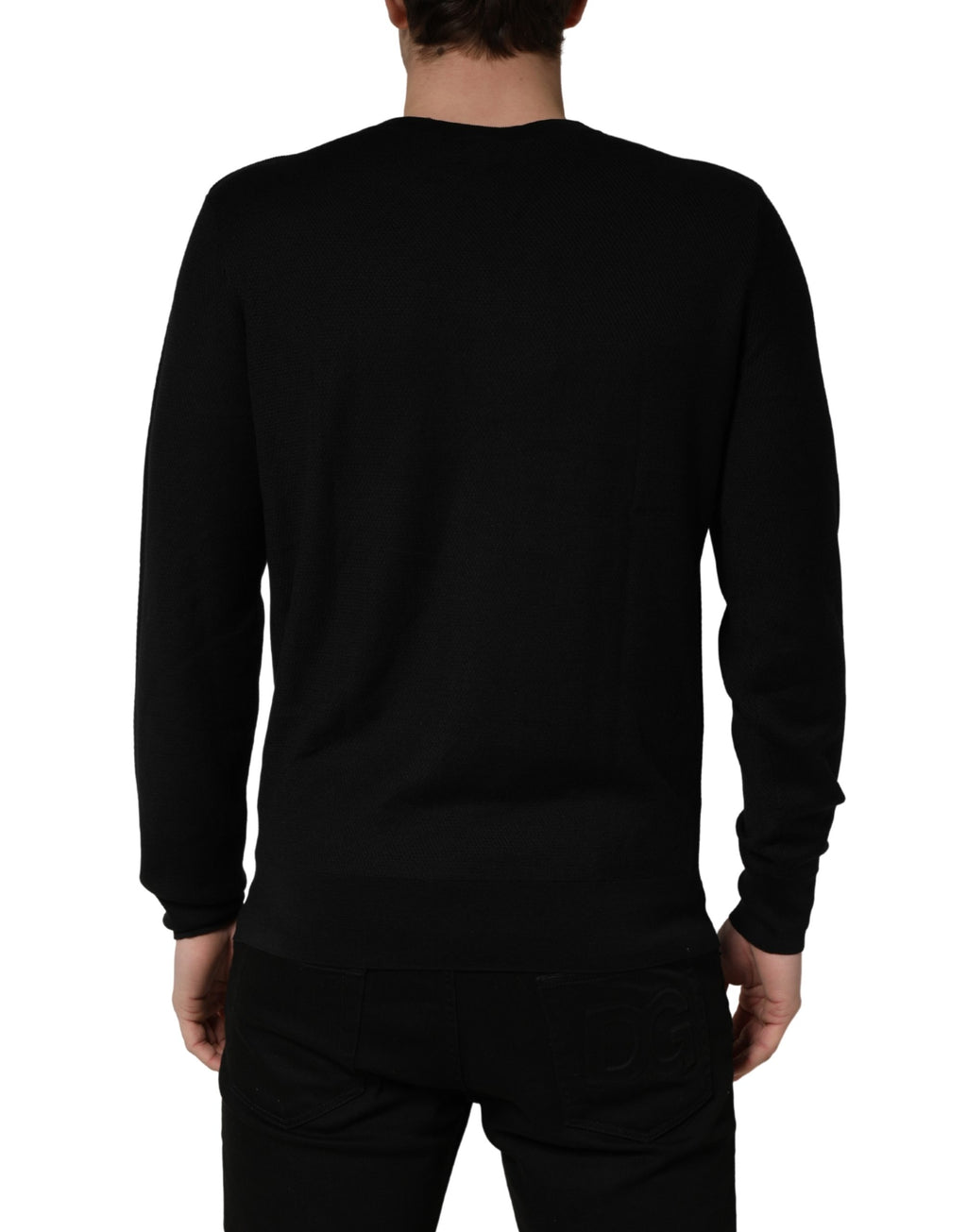Black Crew Neck Long Sleeve Pullover Sweater