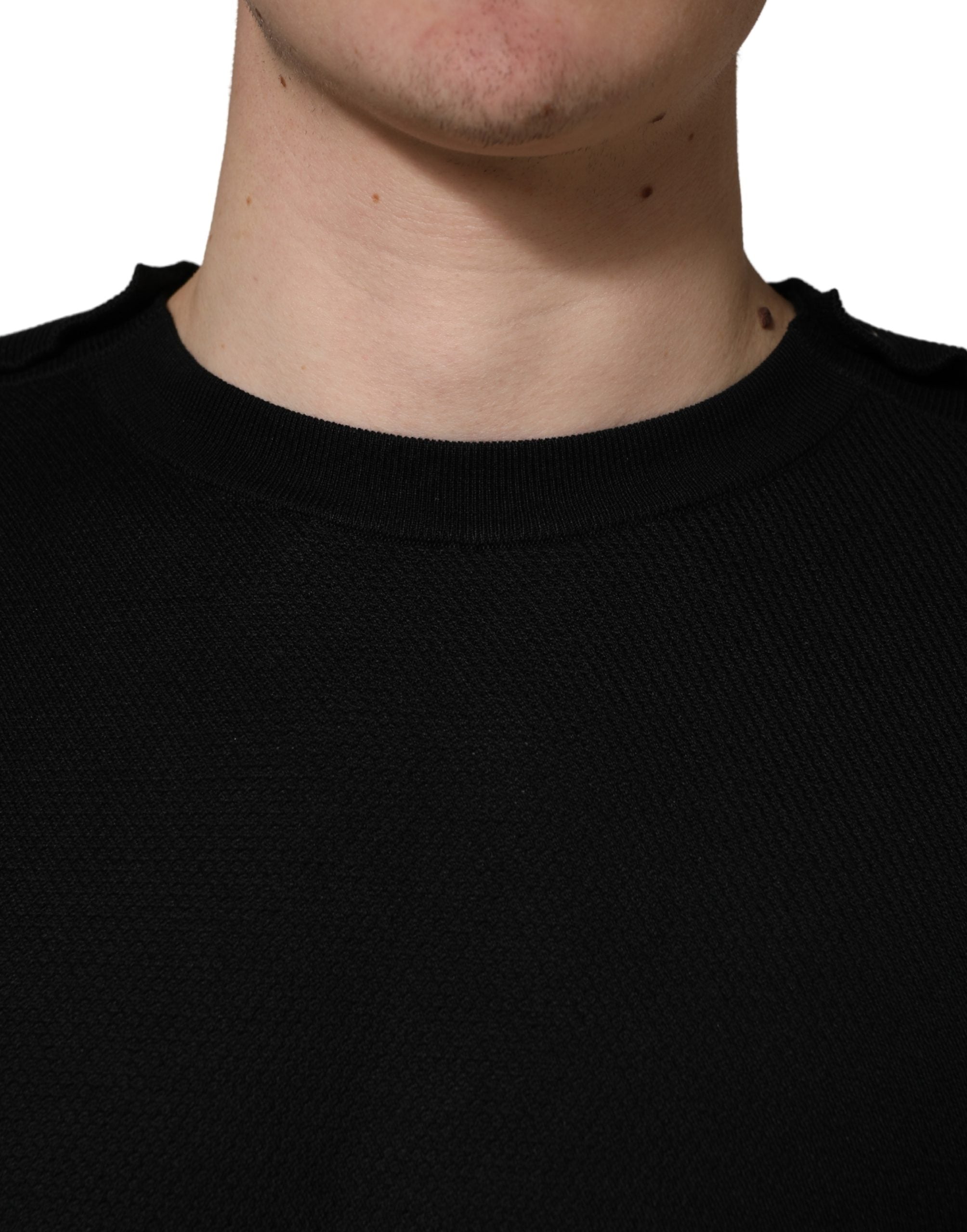 Black Crew Neck Long Sleeve Pullover Sweater