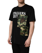 Black Camouflage Graphic Cotton Crewneck T-shirt