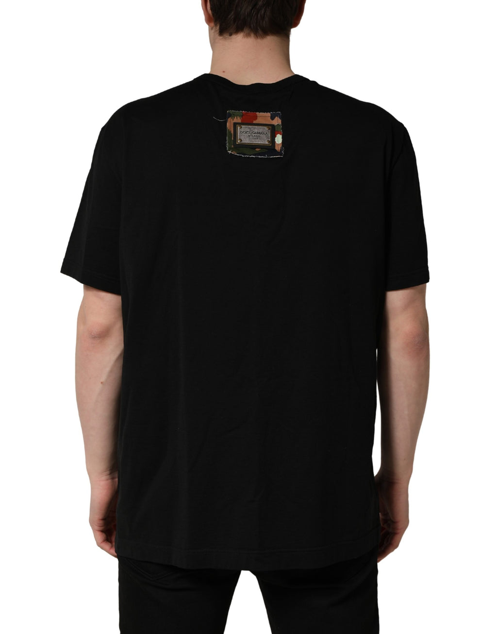 Black Camouflage Graphic Cotton Crewneck T-shirt