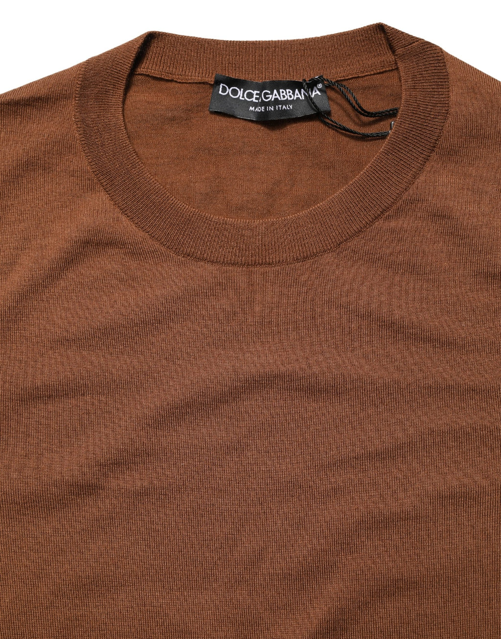 Brown Cashmere Men Crew Neck Pullover Sweater