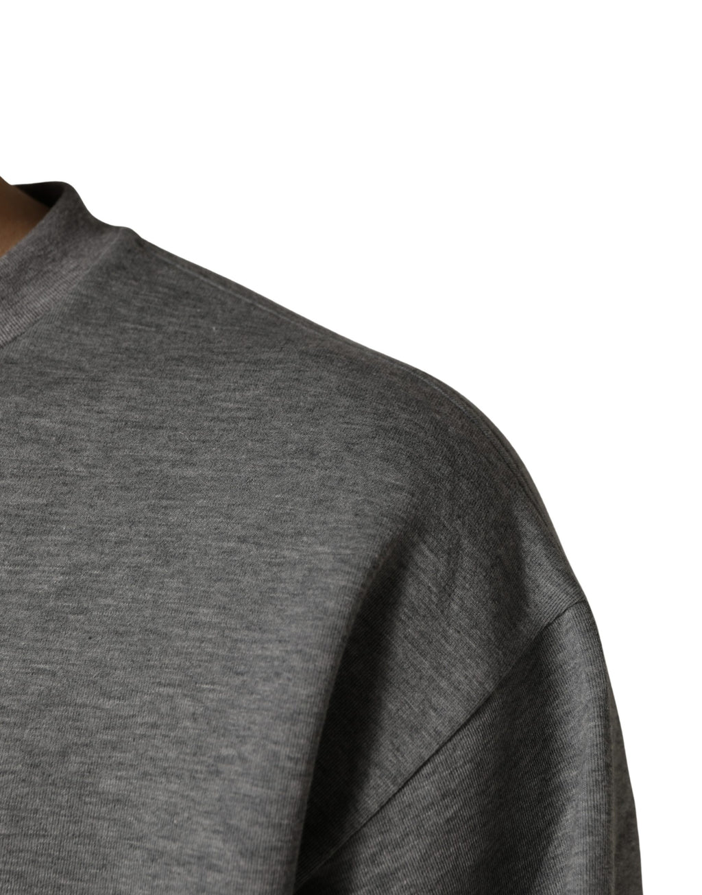 Gray Cotton Logo Appliqué CrewNeck T-shirt
