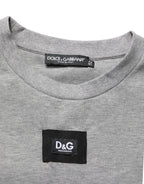 Gray Cotton Logo Appliqué CrewNeck T-shirt