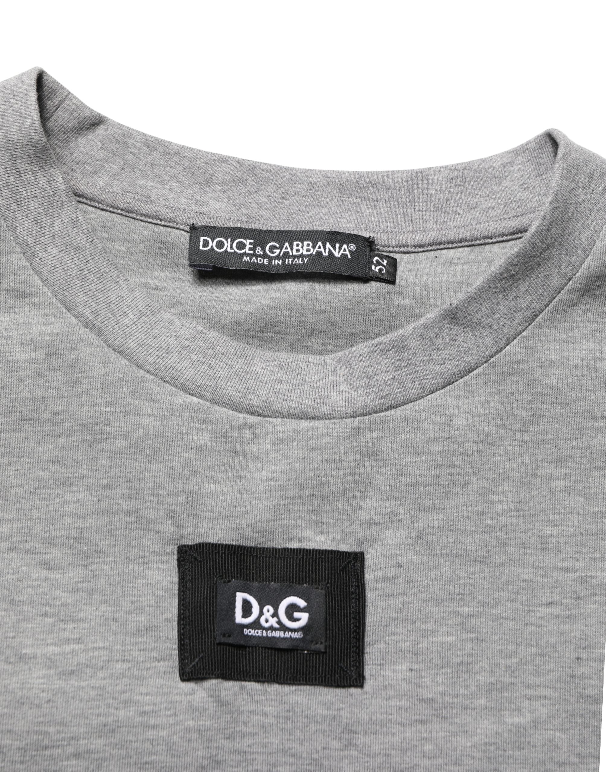 Gray Cotton Logo Appliqué CrewNeck T-shirt