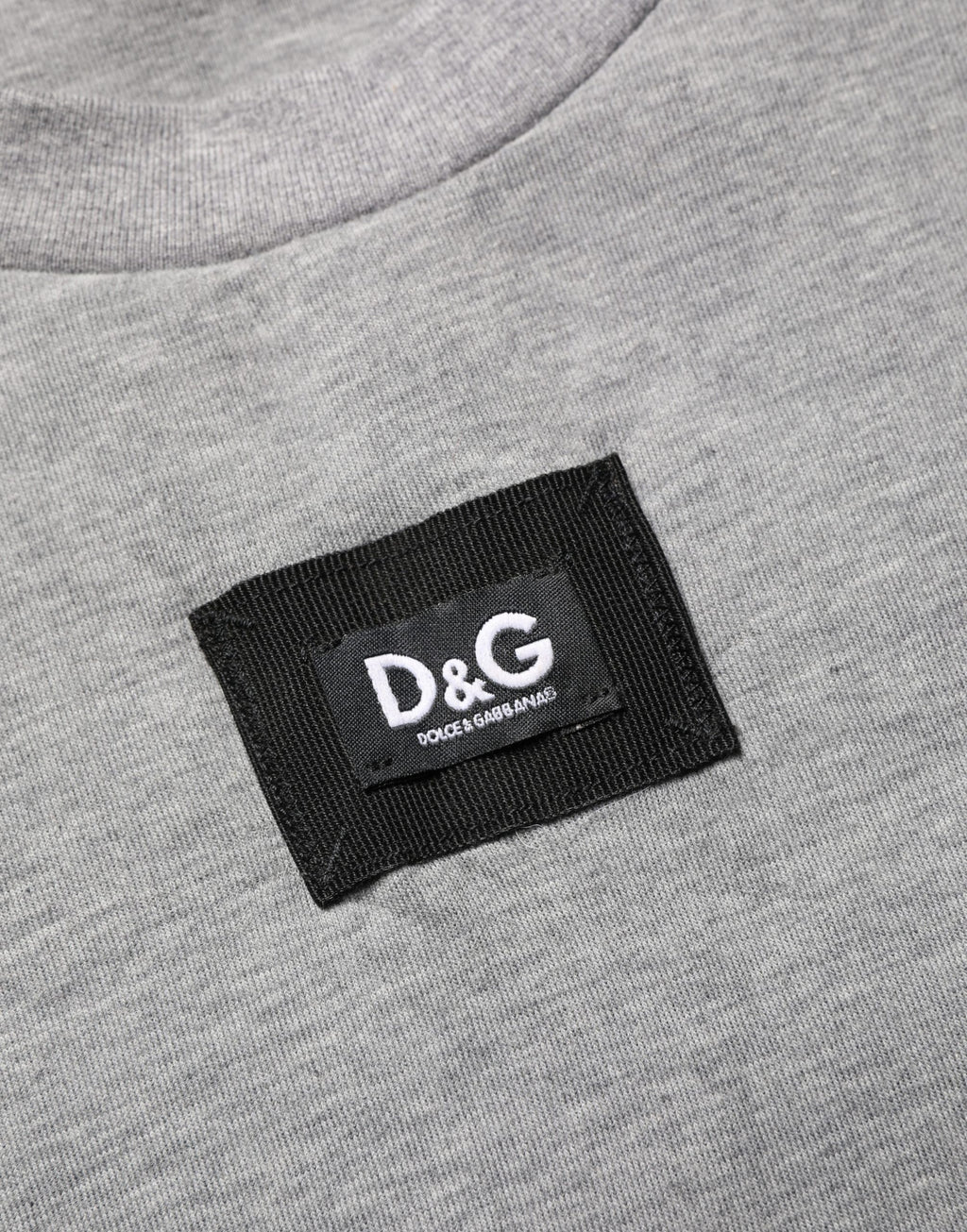 Gray Cotton Logo Appliqué CrewNeck T-shirt