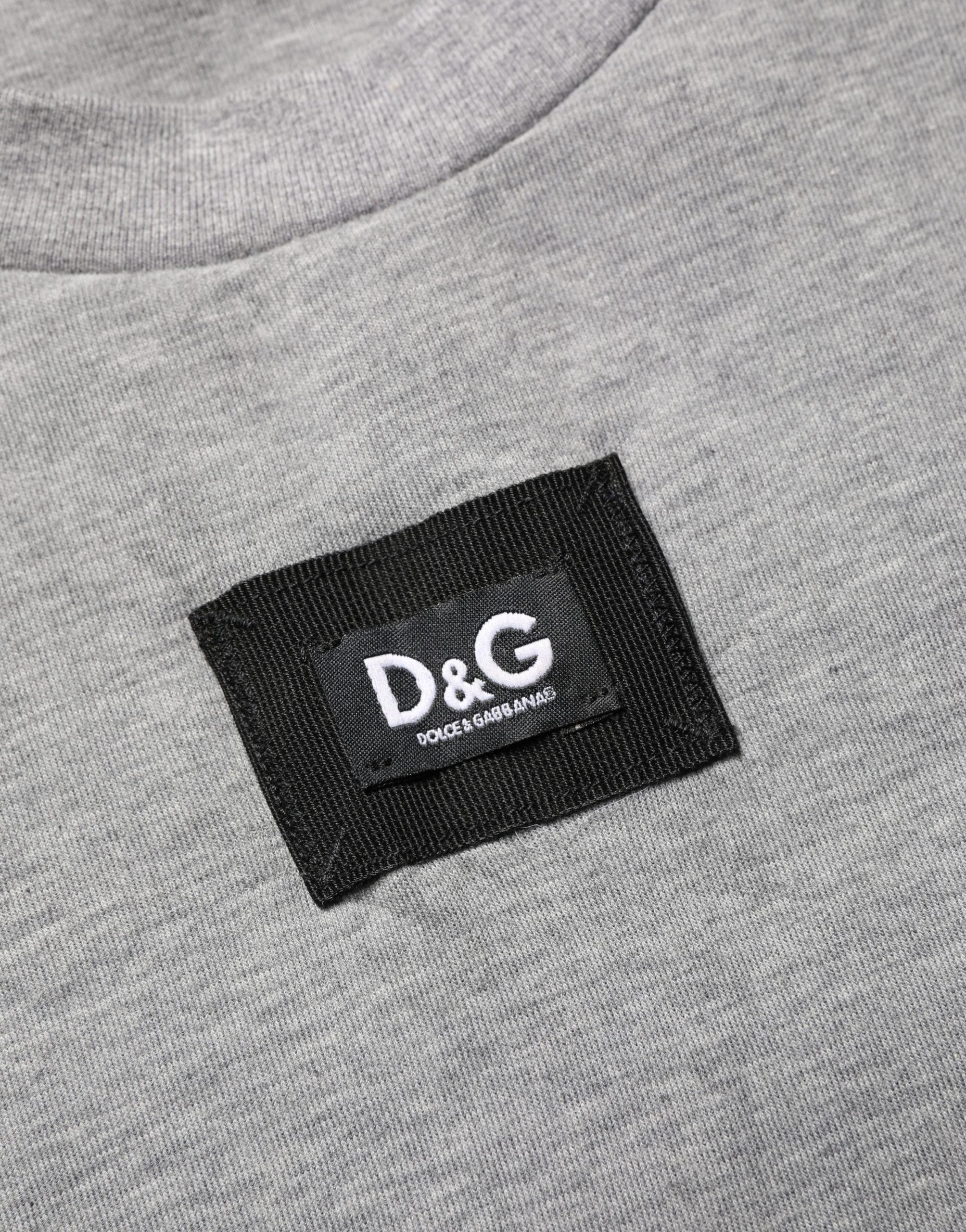 Gray Cotton Logo Appliqué CrewNeck T-shirt
