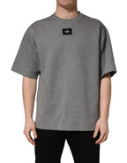 Gray Cotton Logo Appliqué CrewNeck T-shirt