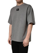 Gray Cotton Logo Appliqué CrewNeck T-shirt