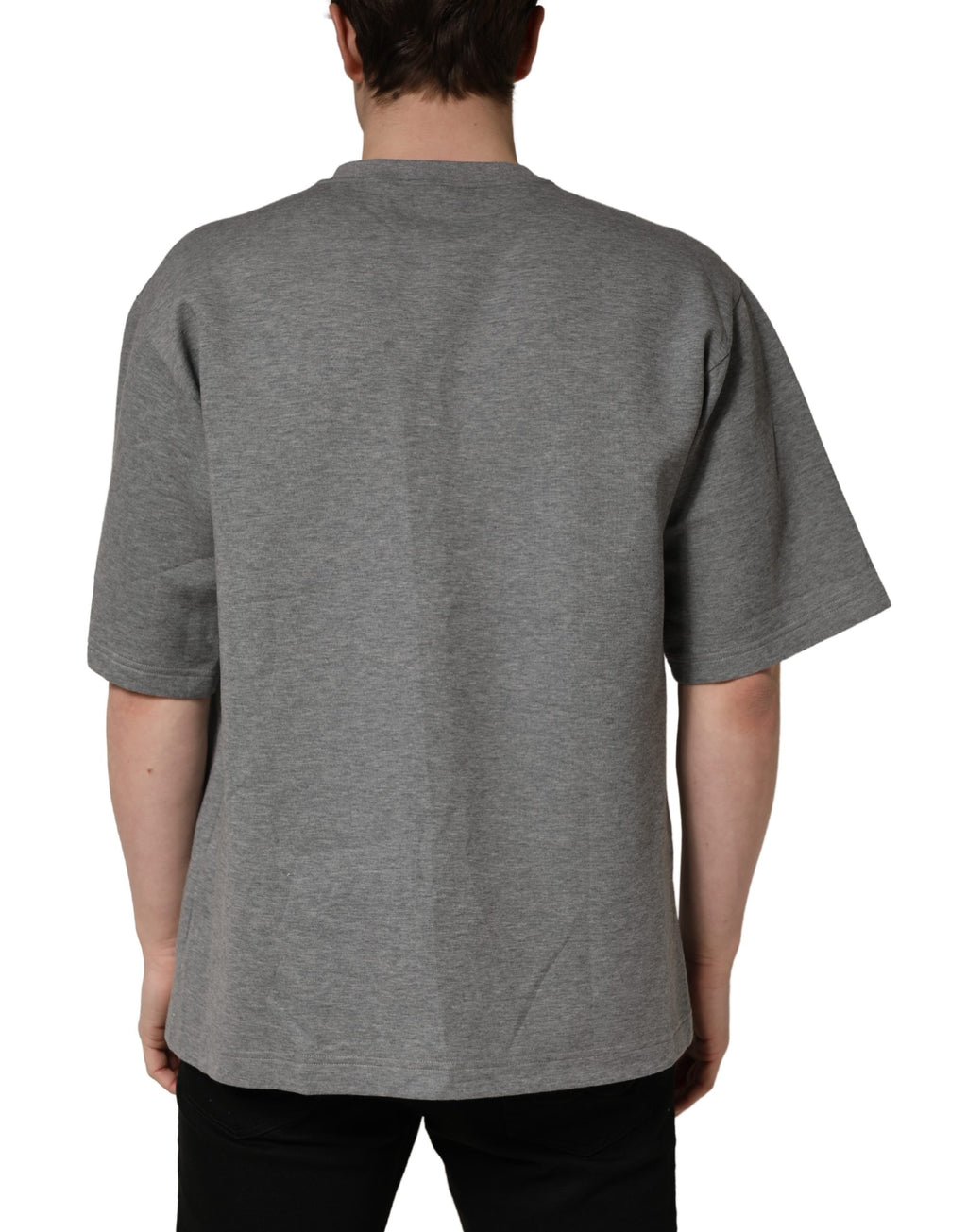 Gray Cotton Logo Appliqué CrewNeck T-shirt